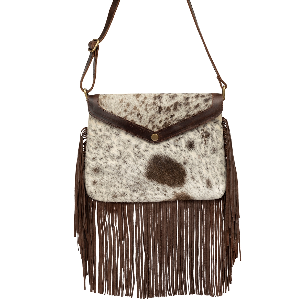 Cowhide Envelope Fringe Purse