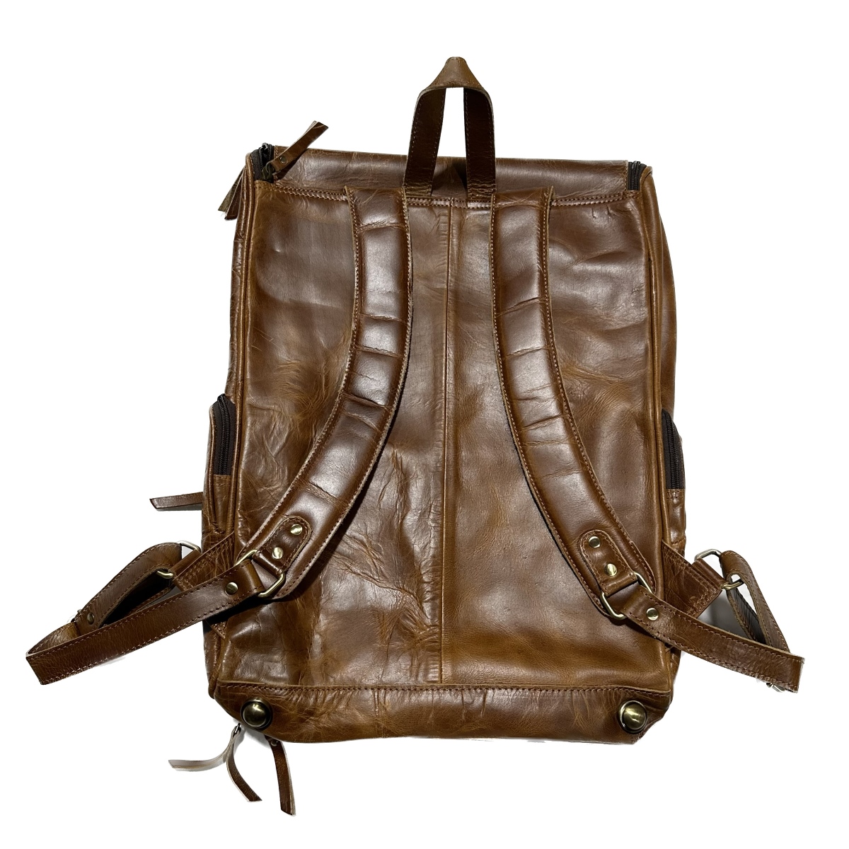 Solid Leather Expandable Backpack