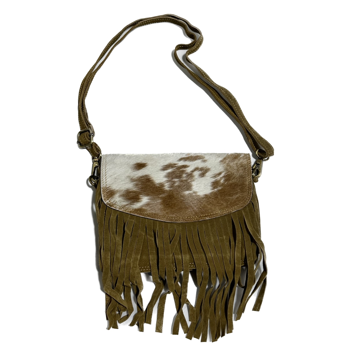 Fringed Cowhide & Leather Purse