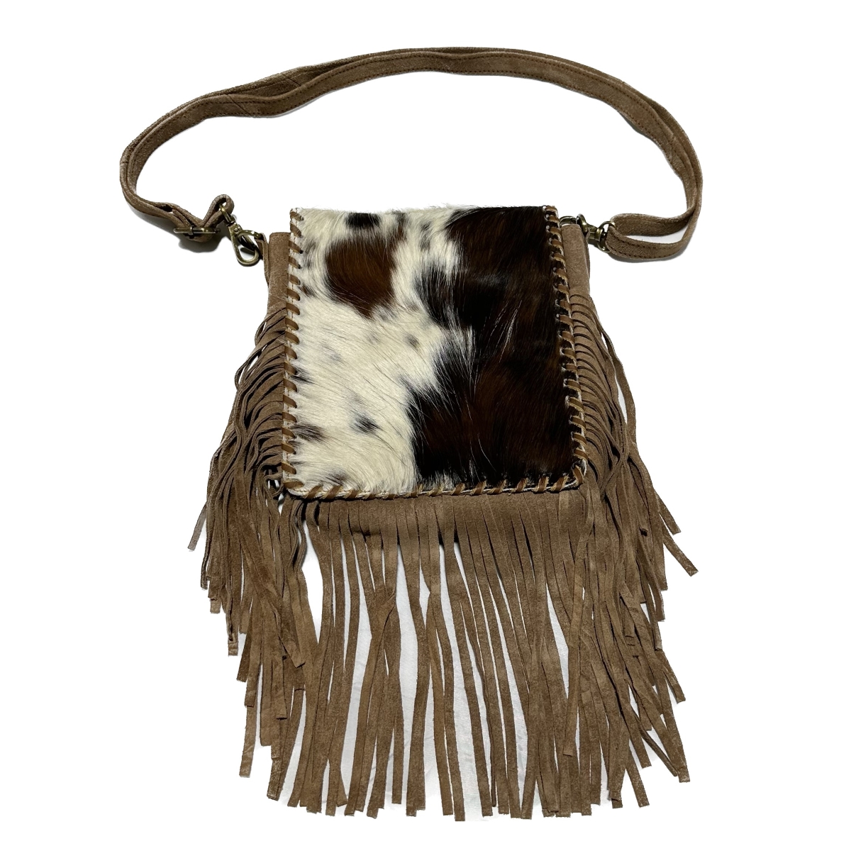 Fringed Square Cowhide Crossbody