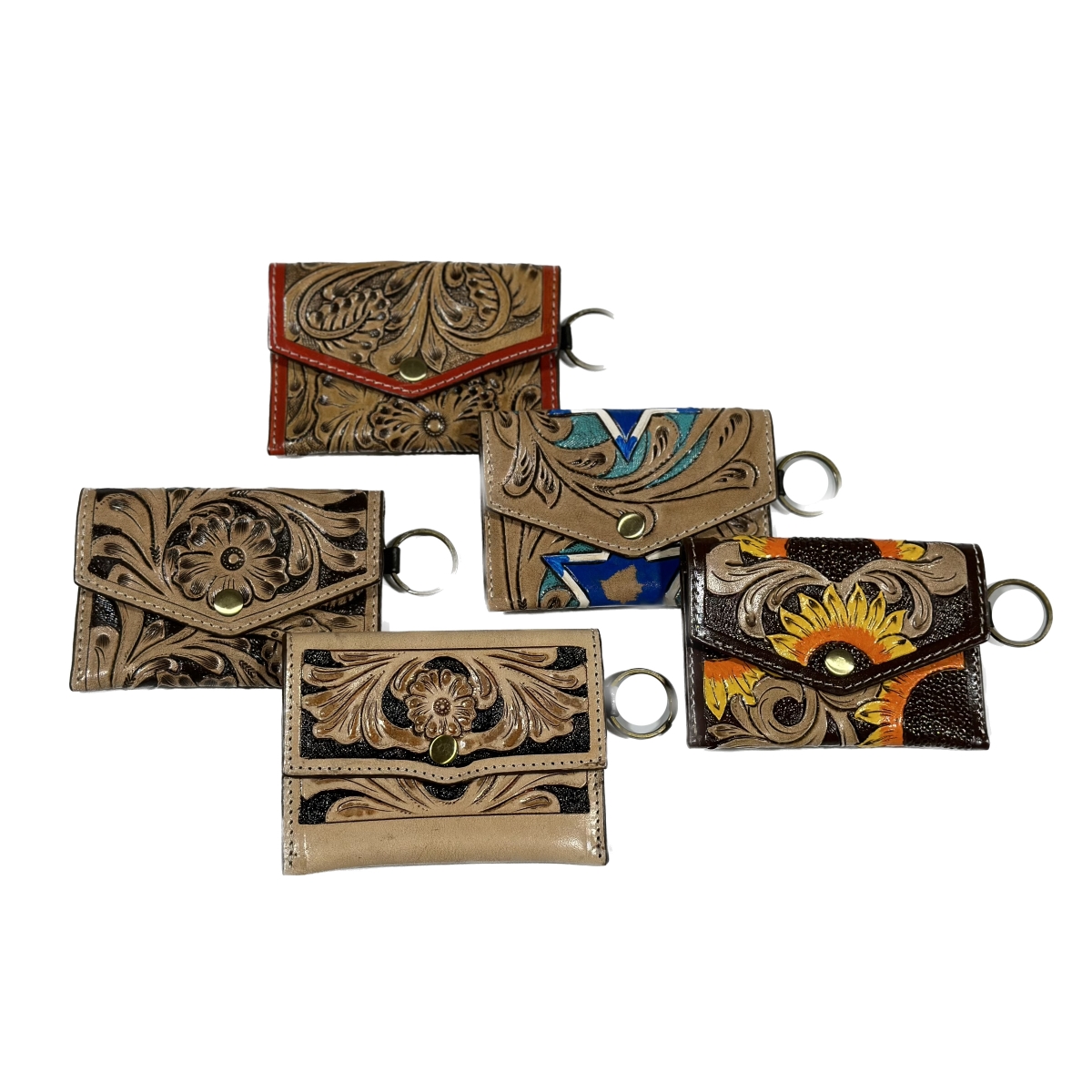 Tooled Leather Keychain Wallet