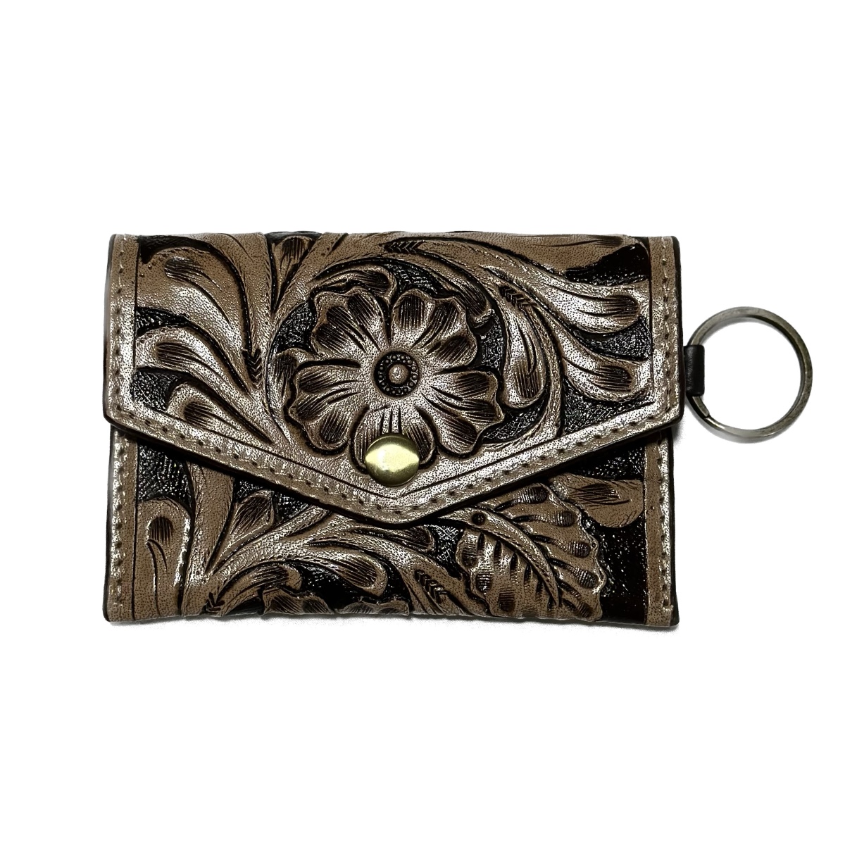 Tooled Leather Keychain Wallet