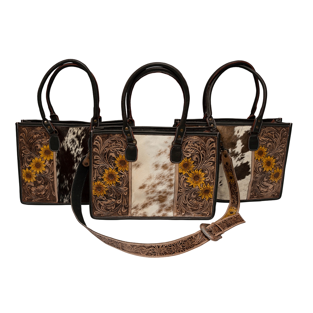 Tooled Tote with Buckle Strap
