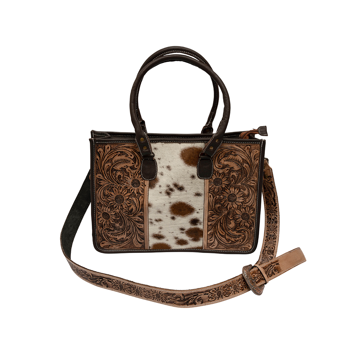 Tooled Tote with Buckle Strap