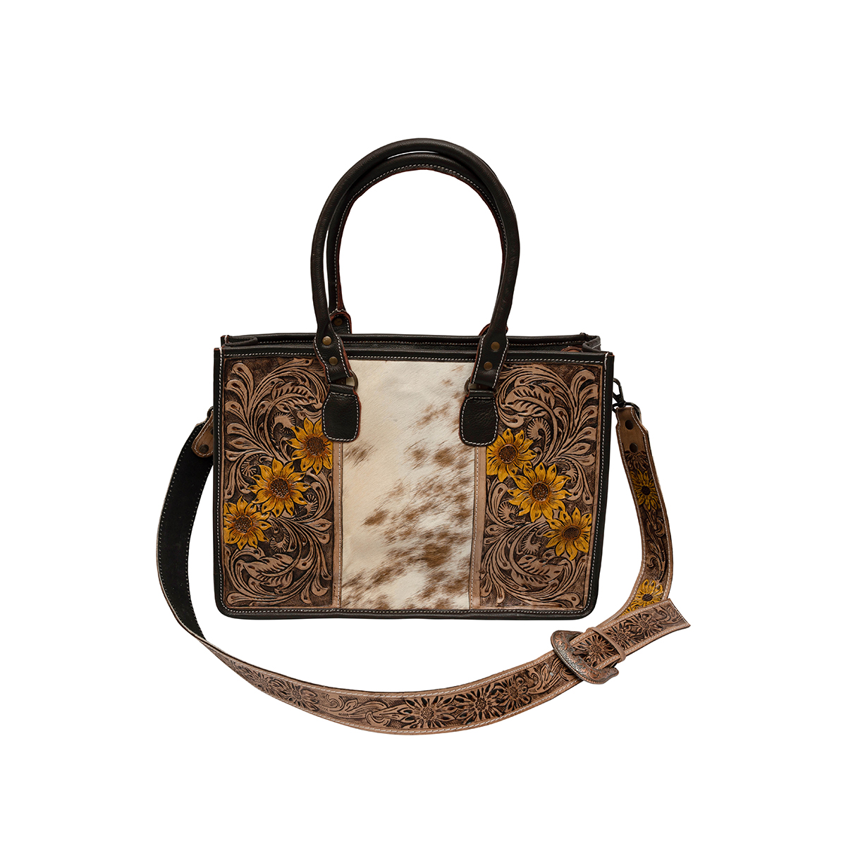 Tooled Tote with Buckle Strap