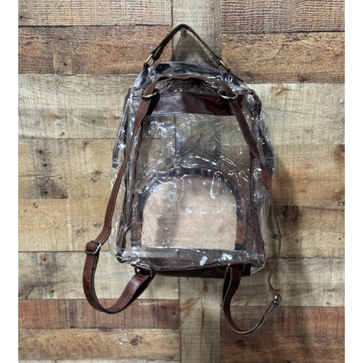 Tooled Leather Clear Backpack