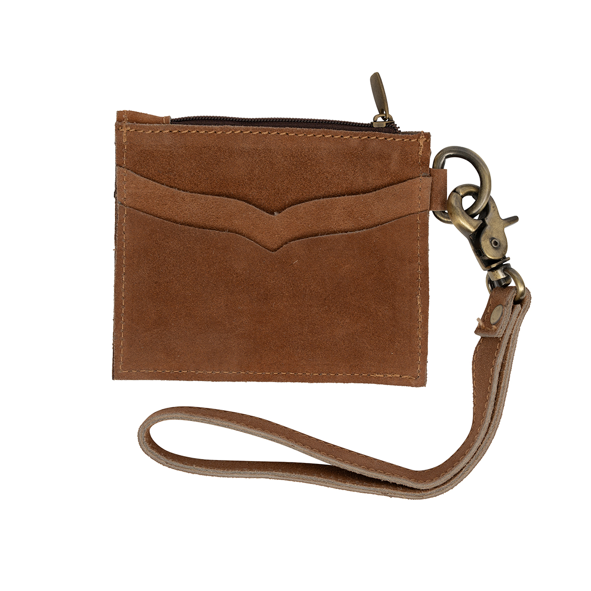 Suede Credit Card Wallet with Stitching