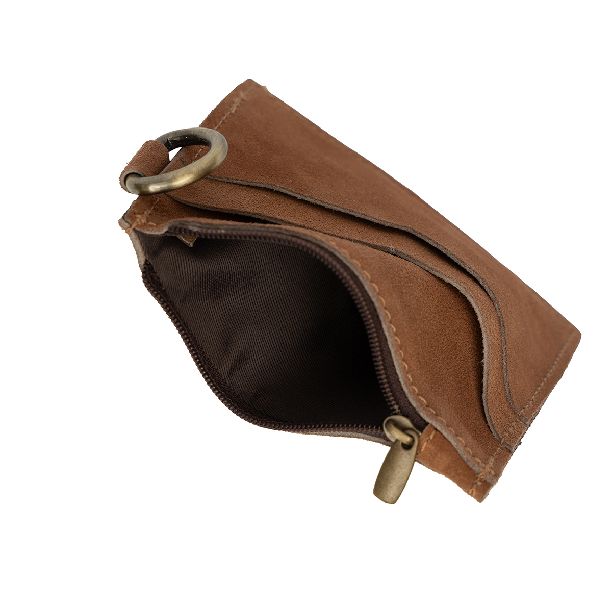 Suede Credit Card Wallet with Stitching