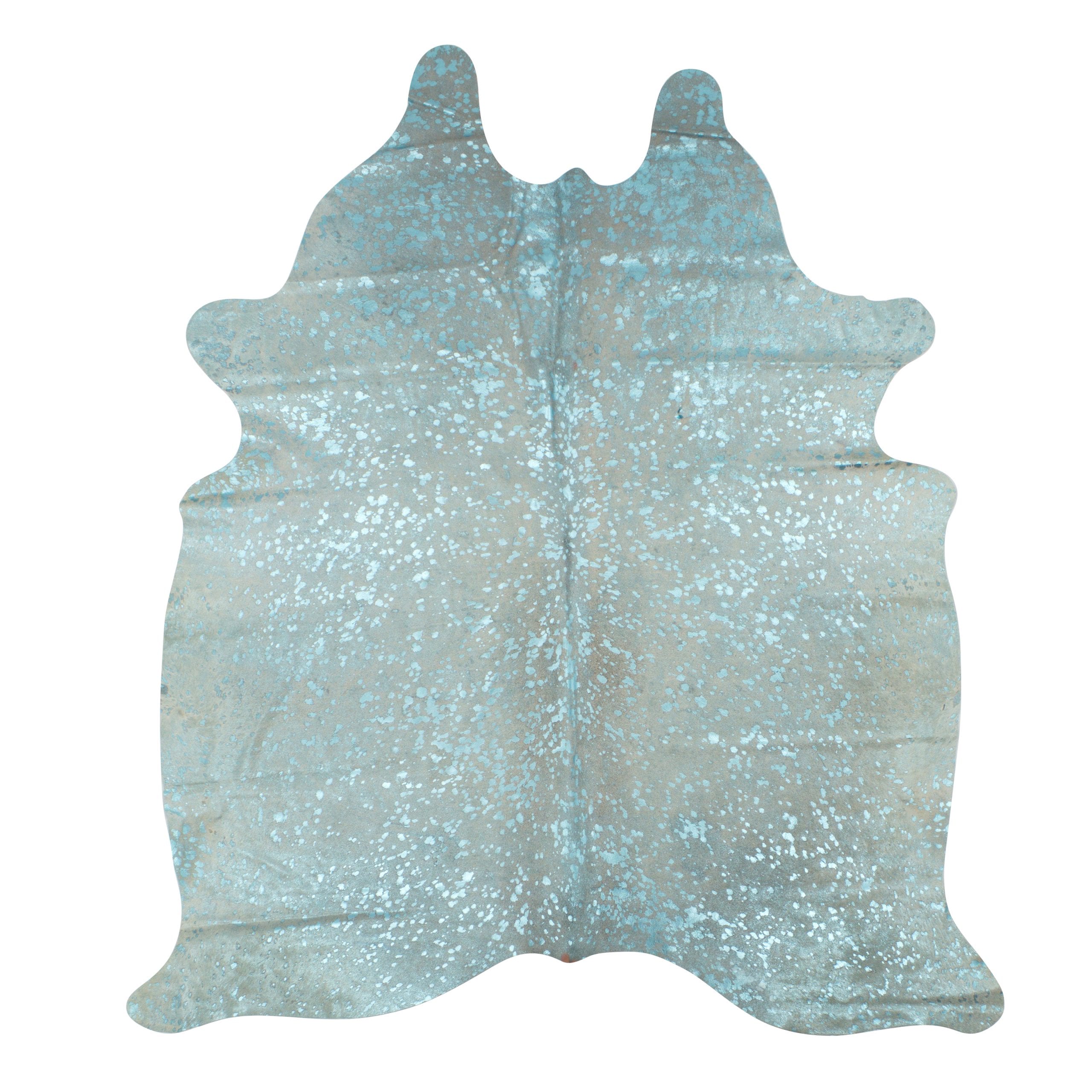 Blue Metallic Acid Wash Cowhide